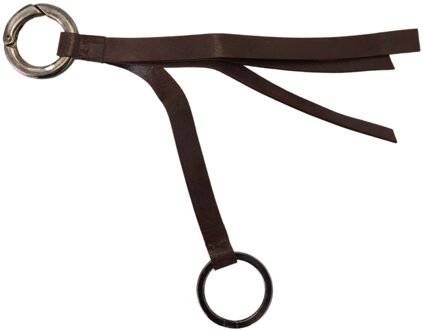 Costume National Bruine Leren Zilverkleurige Metalen Sleutelhanger Sleutelhanger - maat