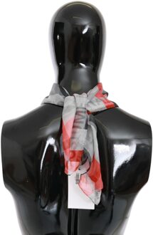 Costume National Dames sjaal rood 100% zijde gemerkt grijs - maat Veelkleurig