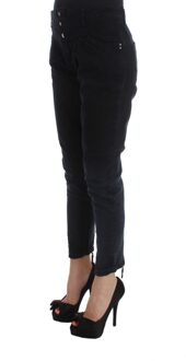 Costume National Dames Zwart Katoen Slim Fit Cropped Jeans - maat