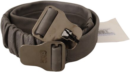 Costume National Damesriem in grijs leer met zilveren gesp Zwart - 34 inches