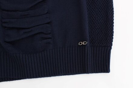 Costume National Donkerblauwe wollen trui met V-hals voor dames - maat S Zwart