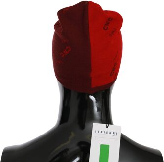 Costume National Heren Rode Wol Blend Gemerkte Beanie Hoed Veelkleurig - One Size