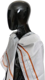 Costume National Kostuum National Vrouwen Grijs Rood Zijden Sjaal Foulard Omslagdoek