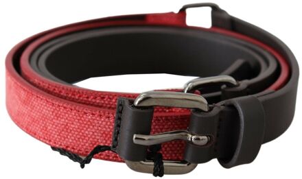 Costume National Rode Canvas Leren Riem Bruin