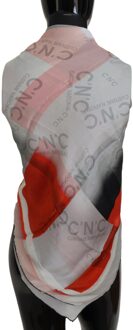 Costume National Zijden Sjaal Geometrisch Patroon Lichtgrijs - One Size