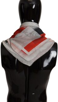 Costume National Zijden Sjaal Geometrisch Patroon Lichtgrijs