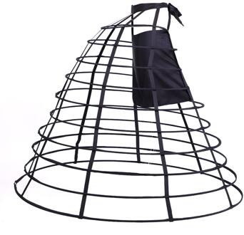 Costumebuy Vormige Vogelkooi Rok Slip Petticoat Platte Front Back Up Hoop Crinoline Prom Onderrok Victoriaanse Rococo Jurk zwart