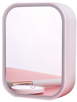 Costway Led Make-Up Spiegel Cosmetische Draagbare Opbergdoos Enkele Side Cosmetische Spiegels Tafelblad Badkamer Slaapkamer Reizen Voor Vrouwen