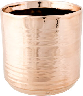 Cosy @ Home 1x Koperen ronde potjes voor kerststukjes Cerchio 13 cm keramiek