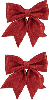 Cosy @ Home 2x stuks decoratie strikken rood 30 x 35 cm