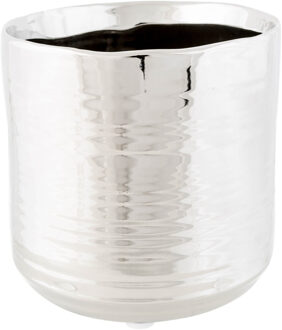 Cosy @ Home Bloempot Cerchio - zilverkleurig - keramiek - 11 cm