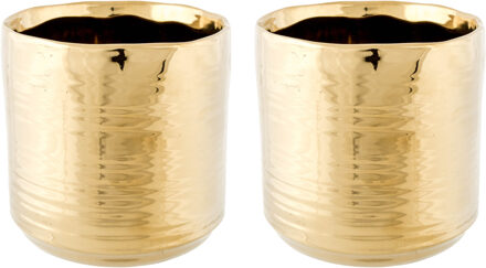 Cosy @ Home Cosy at Home Bloempot Cerchio - 2x - goud - keramiek - 13 cm