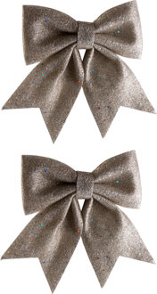 Cosy @ Home Cosy & trendy Kersthanger - 2x stuks - strik - champagne - 25 x 30 cm