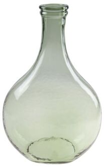 Cosy @ Home Fles bloemenvaas/vazen van glas in het groen H34 x D21.5/11 cm - Vazen