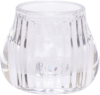 Cosy @ Home Glazen theelichthouder / waxinelichthouder transparant rond 8 cm