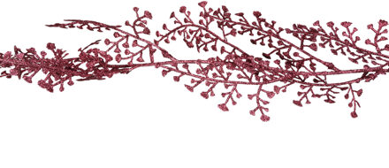 Cosy @ Home Kerstboom glitter guirlande/slinger met takken bordeaux rood 180 cm