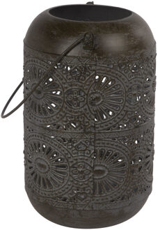 Cosy @ Home Metalen theelichthouder / lantaarn bruin 11 x 18 cm