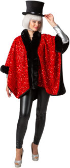 Cosy Poncho Pailletten Rood Zwart