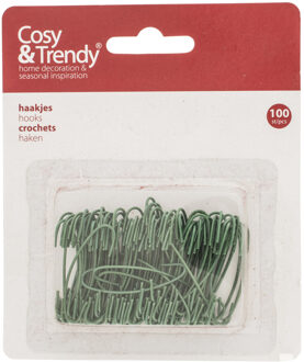 Cosy&Trendy 100x stuks kerstbalhaakjes/kerstboomhaakjes groen 4 cm