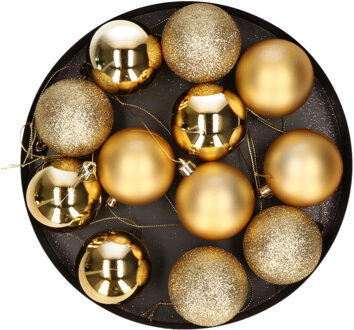 Cosy&Trendy 12x Gouden kerstballen 6 cm kunststof mat/glans