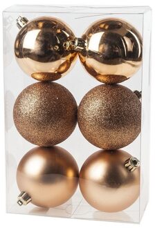 Cosy&Trendy 12x Kunststof kerstballen glanzend/mat koperkleurig 8 cm kerstboom versiering/decoratie - Kerstbal