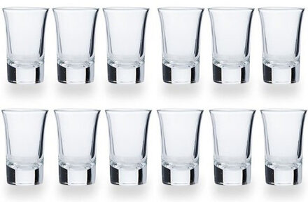 Cosy&Trendy 12x Shotglaasjes/borrelglazen inhoud 35 ml van glas - Shotglazen Transparant