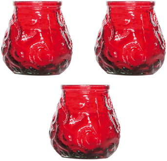 Cosy&Trendy 15x Rode tafelkaarsen in glazen houders 7 cm brandduur 17 uur - Waxinelichtjes Rood