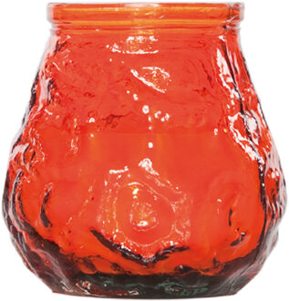 Cosy&Trendy 1x Horeca kaarsen oranje in kaarshouder van glas 7 cm brandtijd 17 uur