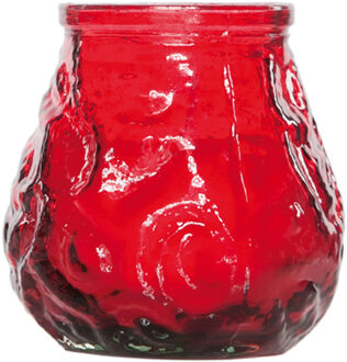 Cosy&Trendy 1x Horeca kaarsen rood in kaarshouder van glas 7 cm brandtijd 17 uur