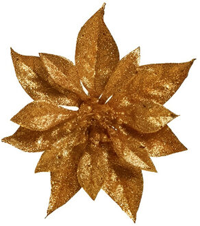 Cosy&Trendy 1x Kerstboomversiering bloem op clip koperen kerstster 18 cm