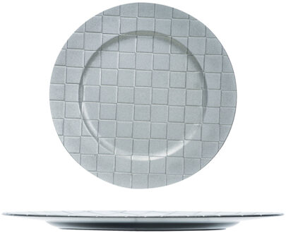 Cosy&Trendy 1x Ronde kaarsenborden/onderborden zilver met motief 33 cm