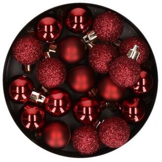 Cosy&Trendy 20x stuks kleine kunststof kerstballen donkerrood 3 cm - Kerstbal