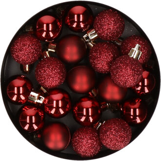 Cosy&Trendy 20x stuks kleine kunststof kerstballen donkerrood 3 cm