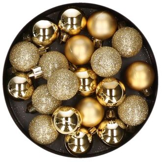 Cosy&Trendy 20x stuks kleine kunststof kerstballen goud 3 cm mat/glans/glitter - Kerstbal Goudkleurig