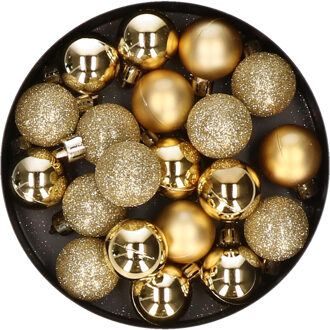 Cosy&Trendy 20x stuks kleine kunststof kerstballen goud 3 cm mat/glans/glitter