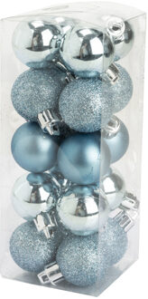 Cosy&Trendy 20x stuks kleine kunststof kerstballen ijsblauw 3 cm mat/glans/glitter - Kerstbal Groen