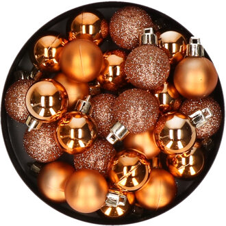 Cosy&Trendy 20x stuks kleine kunststof kerstballen koper 3 cm