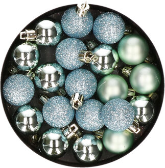 Cosy&Trendy 20x stuks kleine kunststof kerstballen mint groen 3 cm mat/glans/glitter - Kerstbal