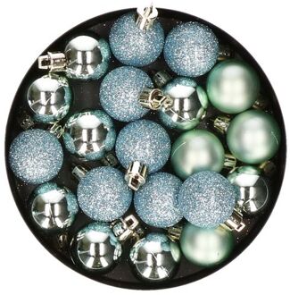 Cosy&Trendy 20x stuks kleine kunststof kerstballen mint groen 3 cm mat/glans/glitter - Kerstbal