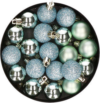 Cosy&Trendy 20x stuks kleine kunststof kerstballen mint groen 3 cm mat/glans/glitter