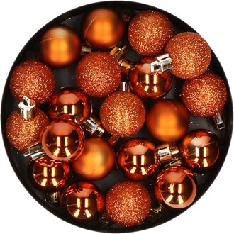 Cosy&Trendy 20x stuks kleine kunststof kerstballen oranje 3 cm mat/glans/glitter