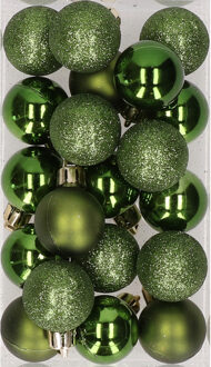 Cosy&Trendy 20x stuks kunststof kerstballen dennengroen 3 cm mat/glans/glitter - Kerstbal