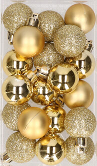 Cosy&Trendy 20x stuks kunststof kerstballen goud 3 cm mat/glans/glitter - Kerstbal Goudkleurig