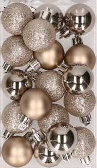 Cosy&Trendy 20x stuks kunststof kerstballen parel champagne 3 cm mat/glans/glitter - Kerstbal Champagnekleurig