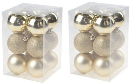 Cosy&Trendy 24x Gouden kunststof kerstballen 6 cm - Mat/glans - Onbreekbare plastic kerstballen - Kerstboomversiering goud