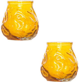 Cosy&Trendy 2x Gele mini lowboy tafelkaarsen 7 cm 17 branduren