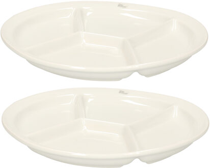 Cosy&Trendy 2x stuks Fonduebord/gourmetbord wit 4-vaks rond 26 cm