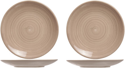 Cosy&Trendy 2x stuks ontbijt/dessert bordjes Turbolino beige/bruin 22 cm - Ontbijtborden