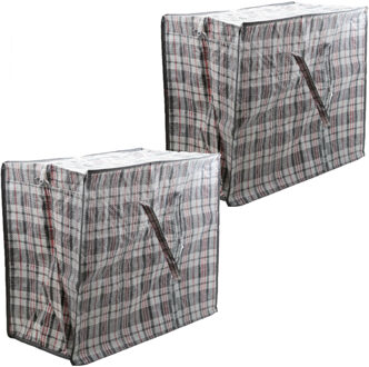 Cosy&Trendy 2x stuks opbergtas/hoes voor kussen/deken/dekbed/slaapzak grijs 65 x 30 x 55 cm - Boodschappentassen