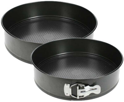 Cosy&Trendy 2x stuks Taart bakvormen - springvorm - rond - zwart - Dia 24 en 28 cm - Taartvorm